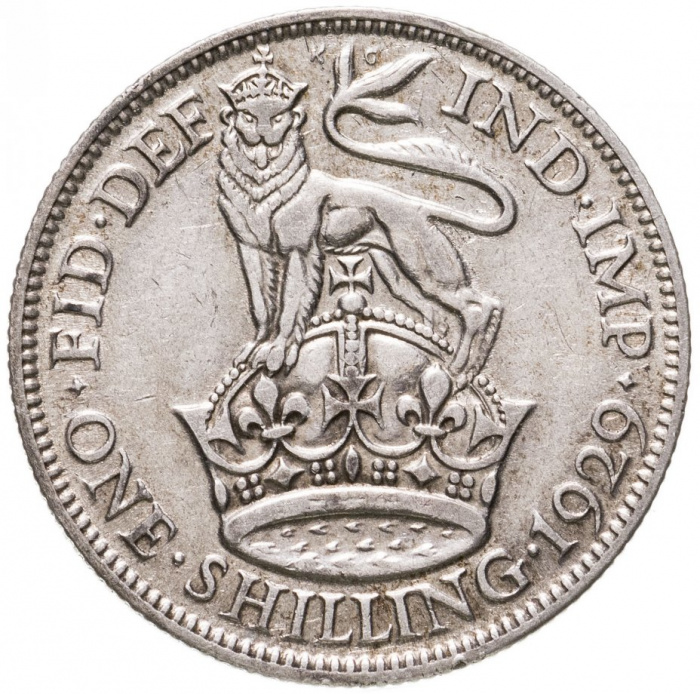 (1929) Монета Великобритания 1929 год 1 шиллинг &quot;Георг V&quot;  Серебро Ag 500  XF